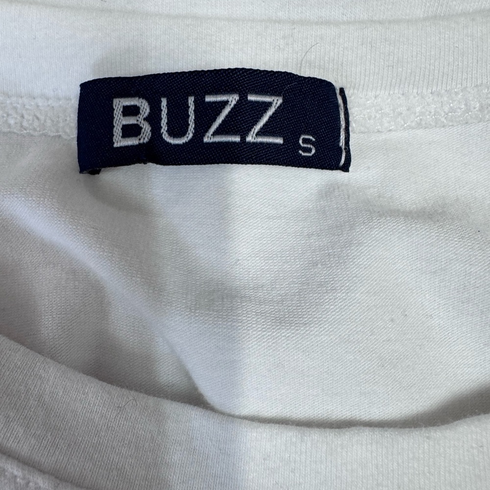 Buzz. White and Blue Bodycon Mini Dress with Crew Neck - Picture 9 of 9